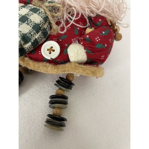 Vintage Primitive Country Santa Christmas Ornament Buttons Yarn Beard Twine - Picture 5 of 11